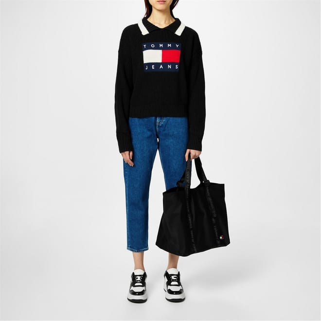 Flag Collared Neck Relaxed Fit Sweater