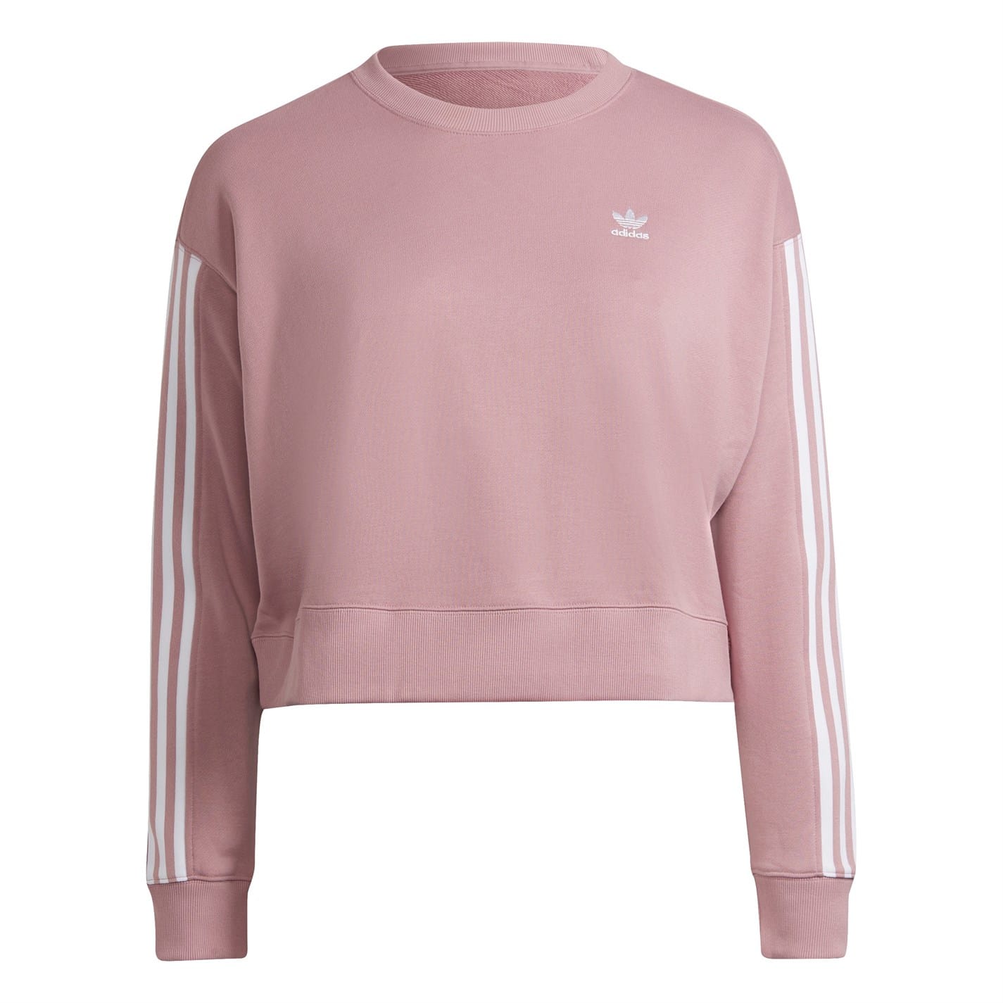 Pink adidas Originals Cropped Relaxed Fit Crew Neck Sweatshirt Get The Label