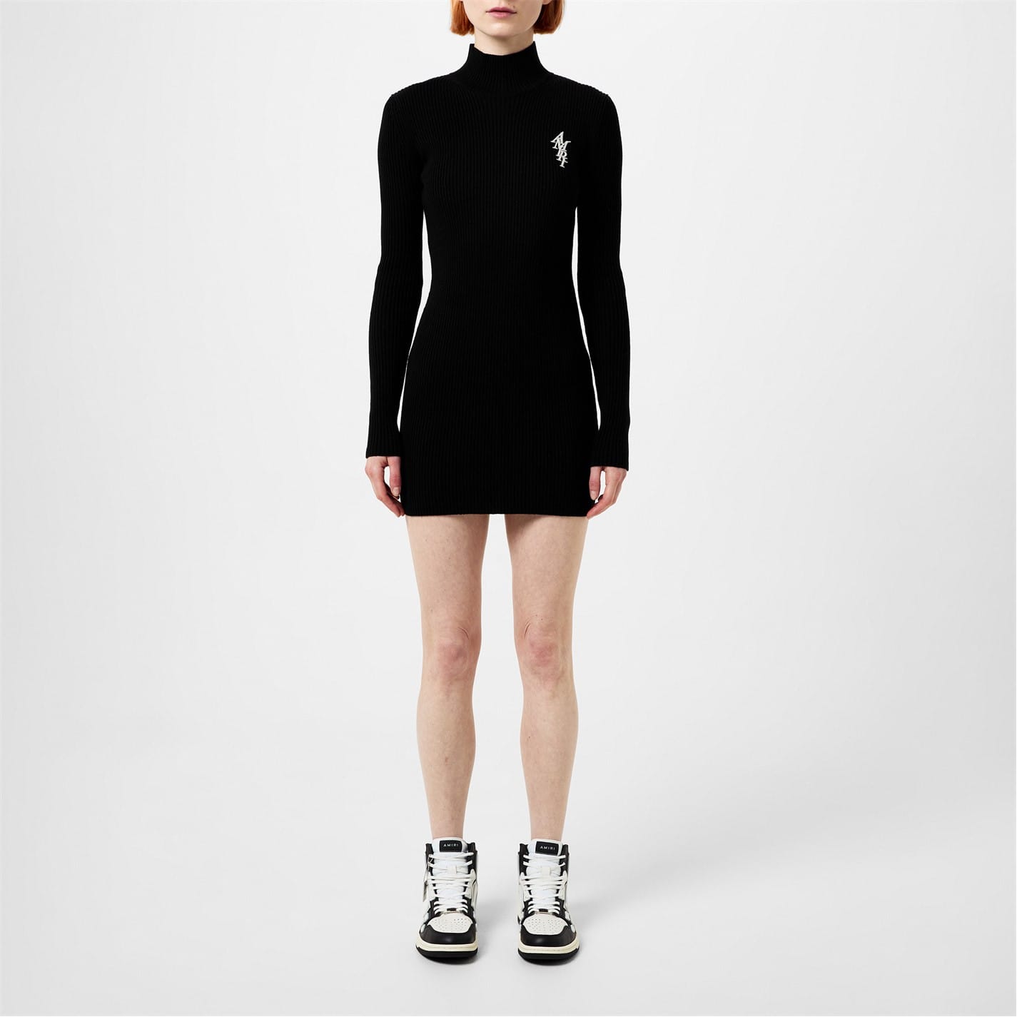 Black Amiri Turtleneck Mini Sweater Dress Get The Label