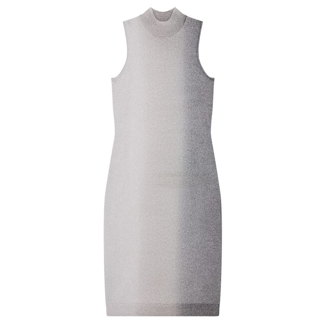 Metallic Mock Neck Midi Bodycon Dress