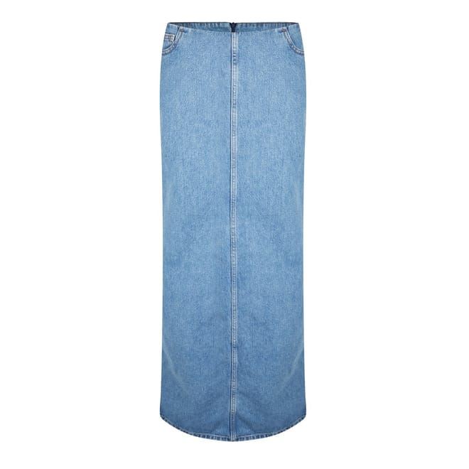 Asymmetrical Denim Maxi Skirt