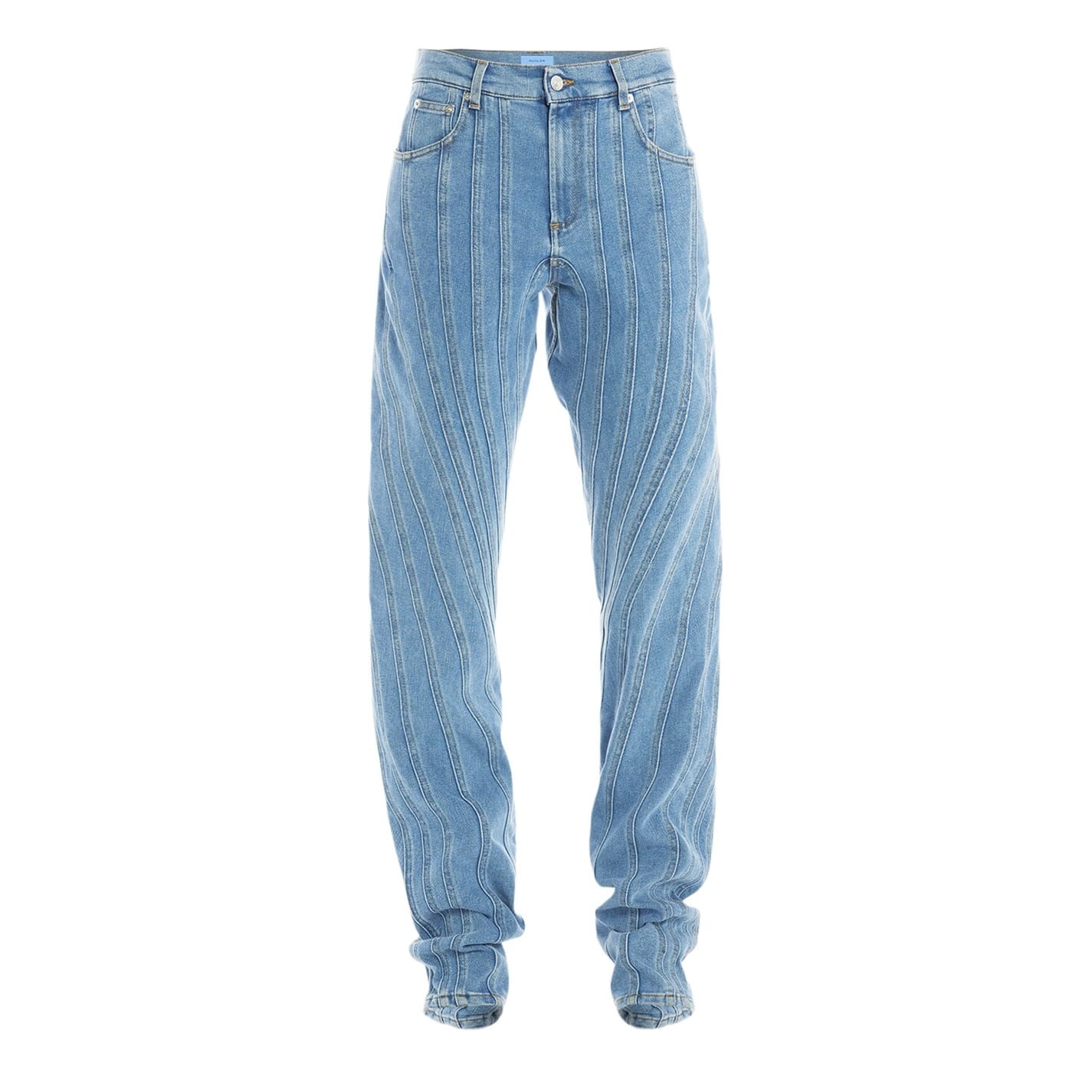 Blue Mugler Spiral Wide Leg Jeans - Get The Label Blue Mugler Spiral Wide Leg Jeans - Get The Label
