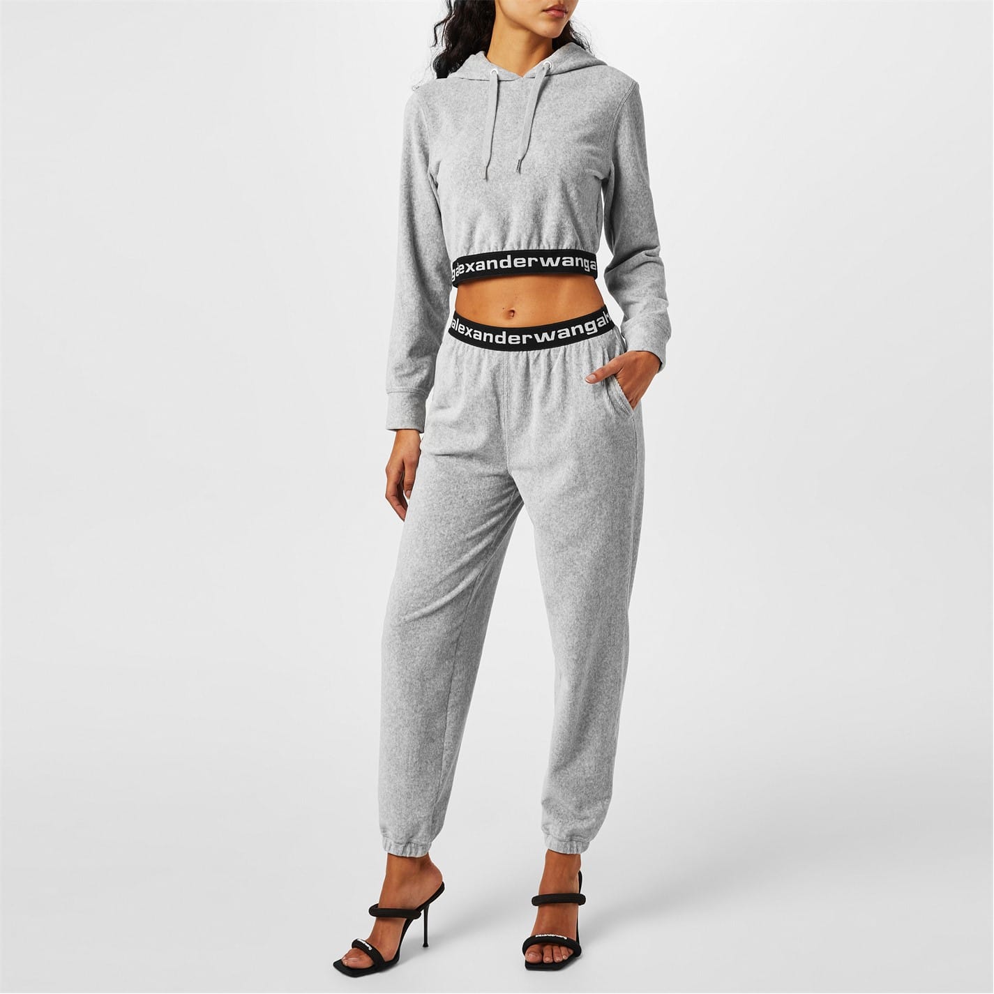 Grey Alexander Wang Logo Band Casual Sweatpants Get The Label