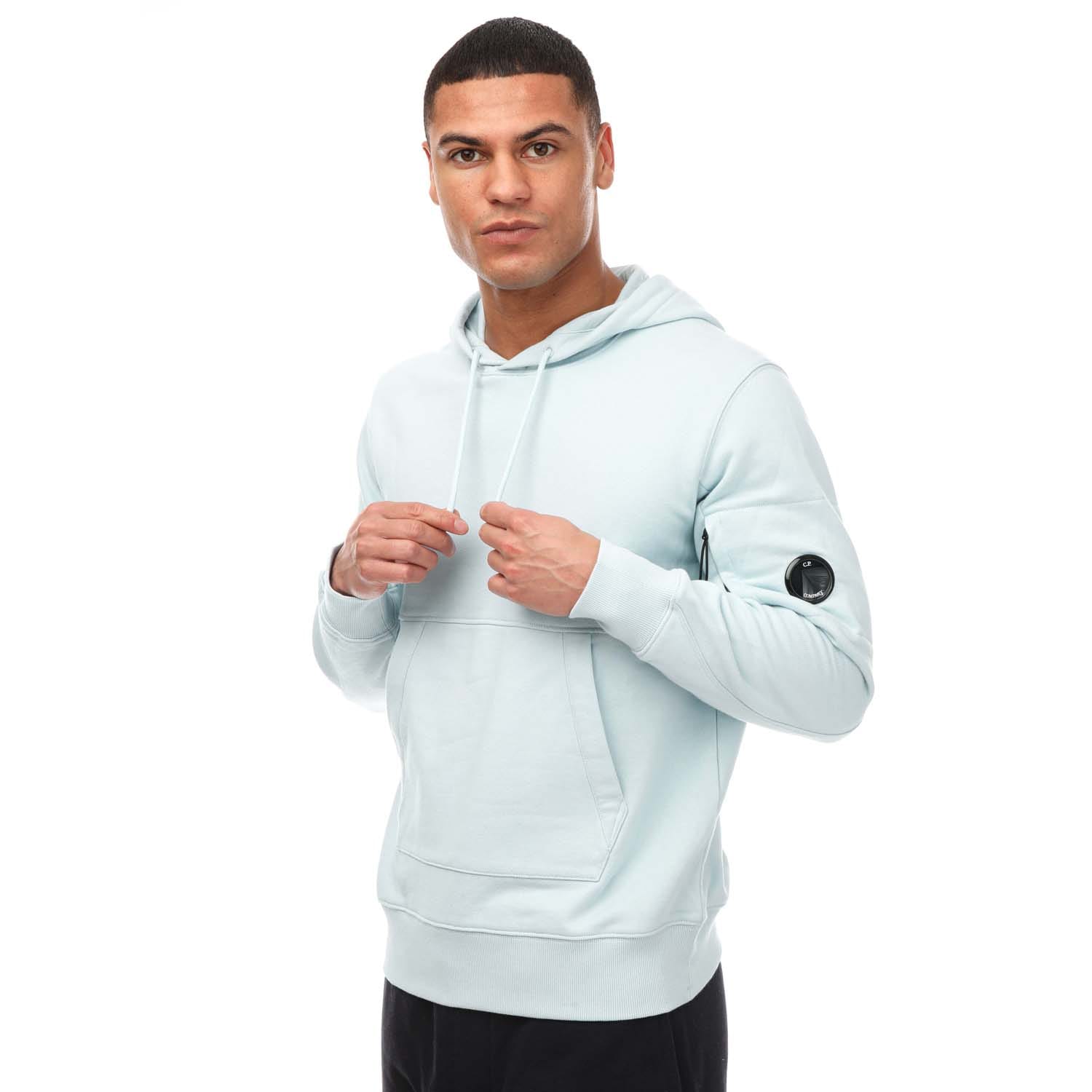 Light Blue C.P. Company Mens Diagonal Raised Fleece Hoodie Get The Label