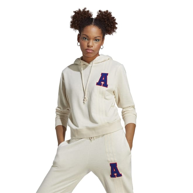 Ribbed Hooded Lettering Sweatshirt