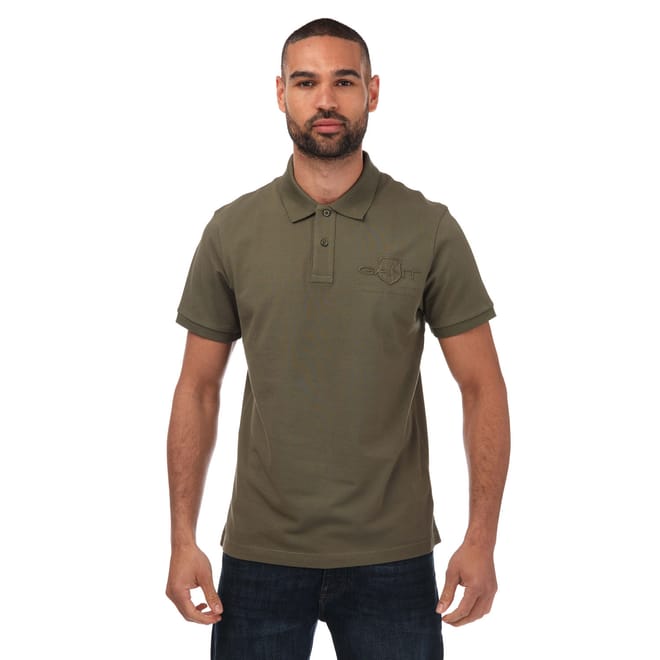 Mens Tonal Shield Polo