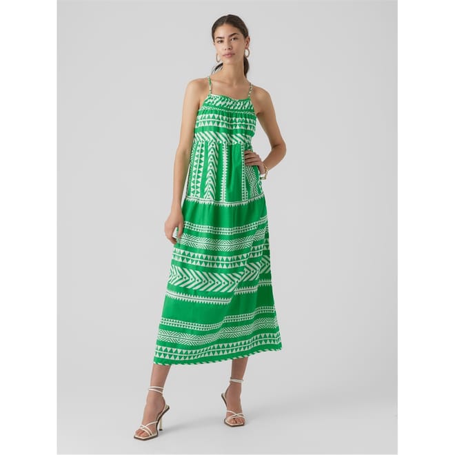 Cotton Spaghetti Strap Midi A-Line Dress
