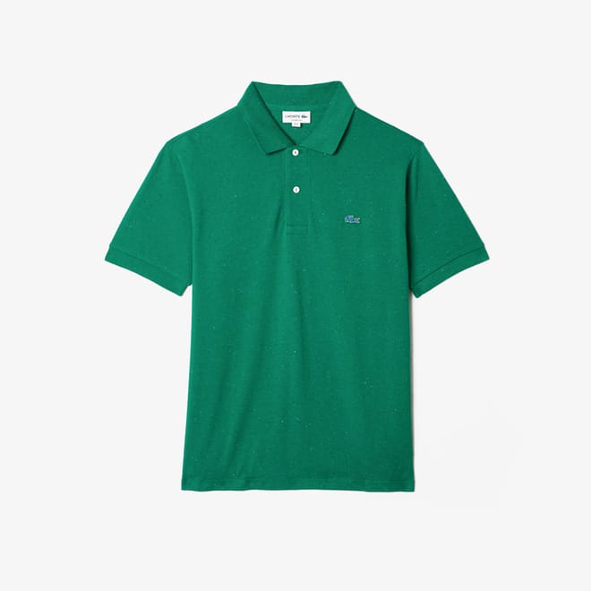 Classic Fit Speckled Print Cotton Pique Polo Shirt