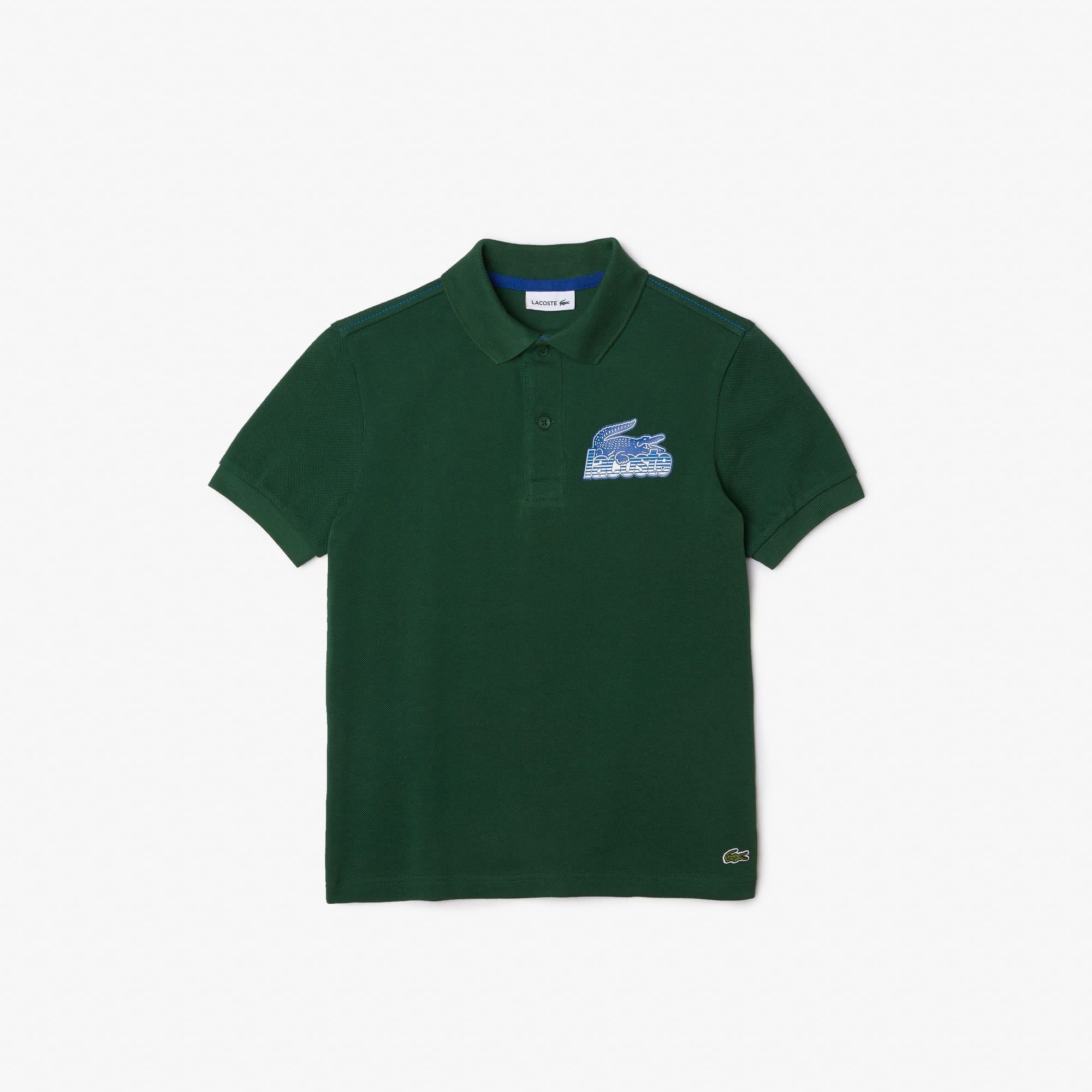 Lacoste Boy's Juniors Organic Cottton Contrast Print Polo Shirt - Green - Size: 10 Years