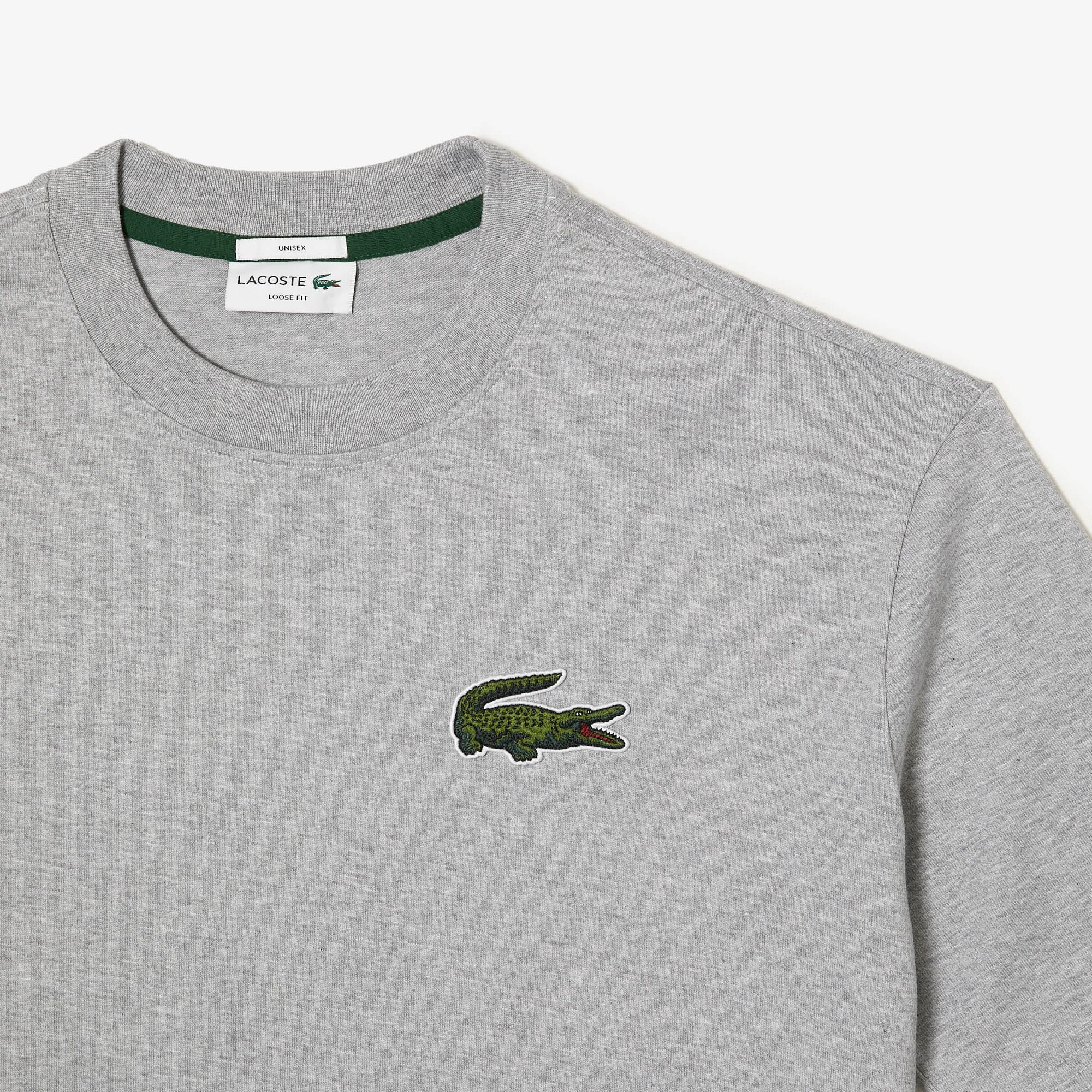 Grey Lacoste Loose Fit Large Crocodile Organic T Shirt Get The Label