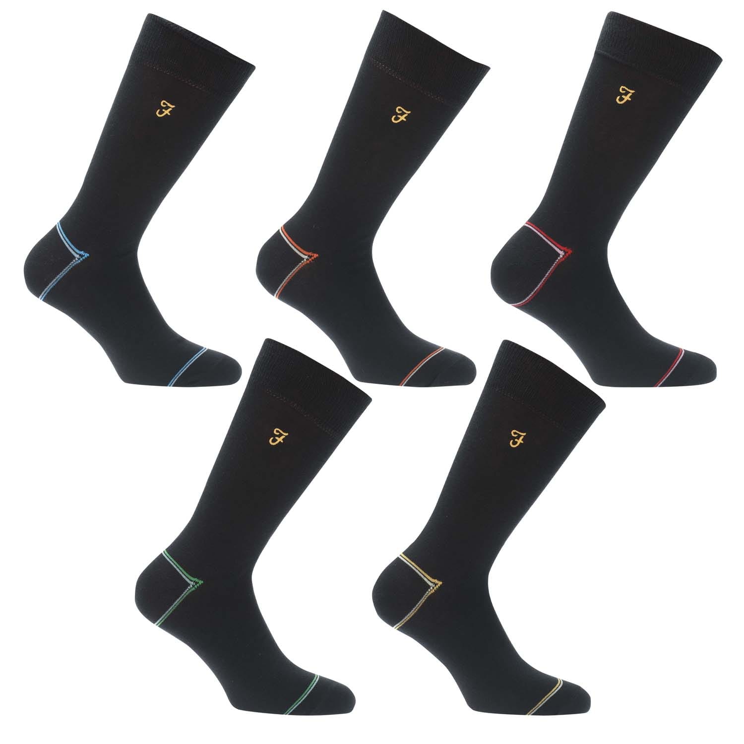 Farah Men's Mens Aroda 5 Pack Dress Socks - Black - Size: 15.5/9/16/7/7.5/14.5/8/15/8.5/12.5/6/13/13.5/14/6.5/11/4.5/11.5/5/12/5.5/9.5/10/3.5/3/10.5/4