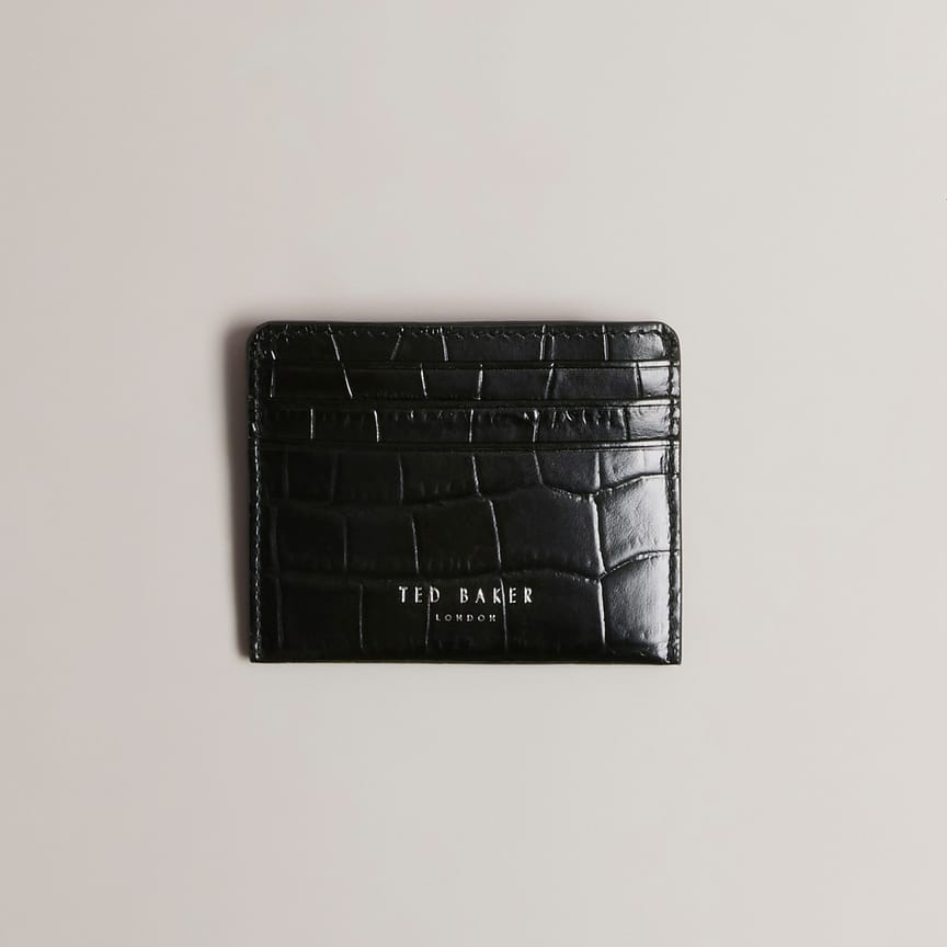 Men's Ted Baker Mxw Mens Fabay Mens Croc Effect Cardholder - Black - Size: ONE Size