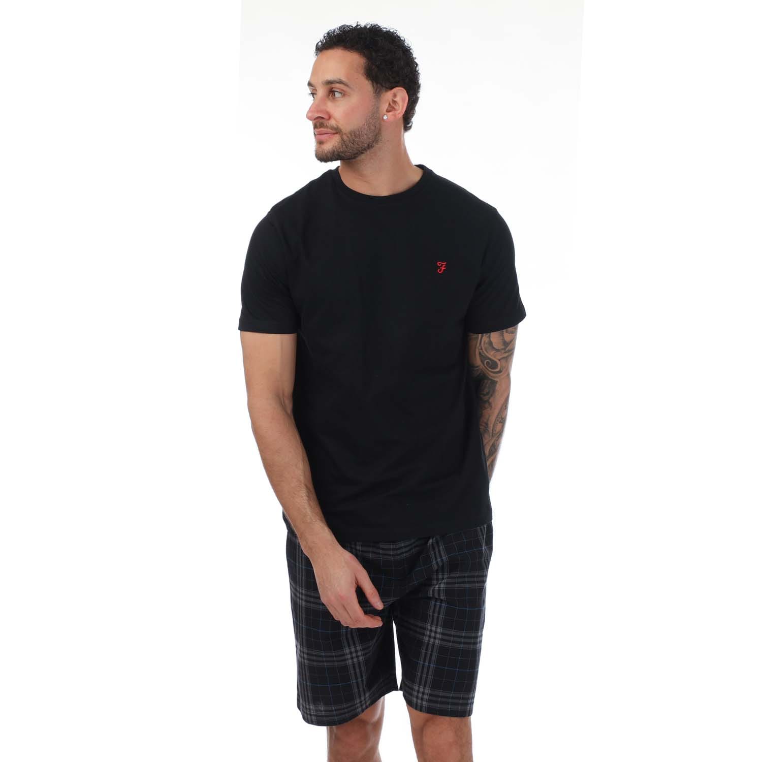 Farah Men's Mens Zacka Lounge T-Shirt and Short Set - Black - Size: 40/Regular/35/34/32