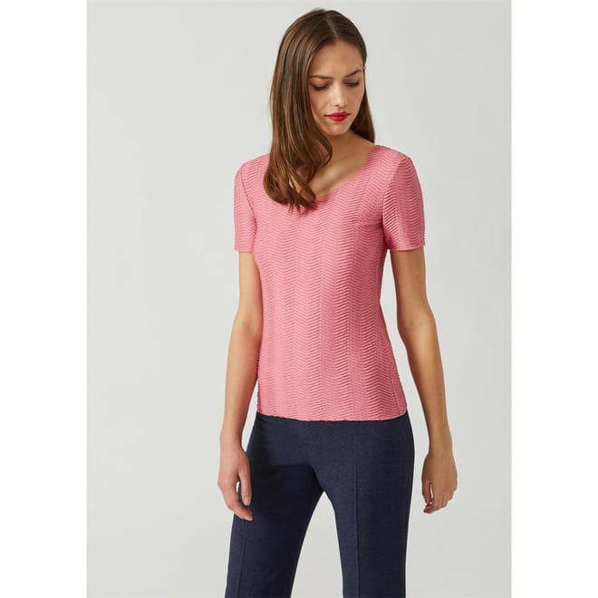 Scoop Neck Slim Fit Short Sleeve Blouse