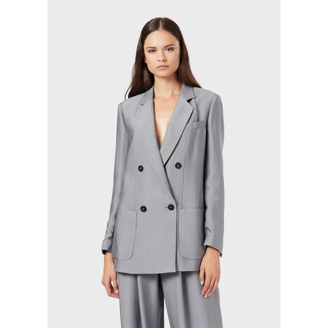 Notched Neck Relaxed Fit Blazer Jacket
