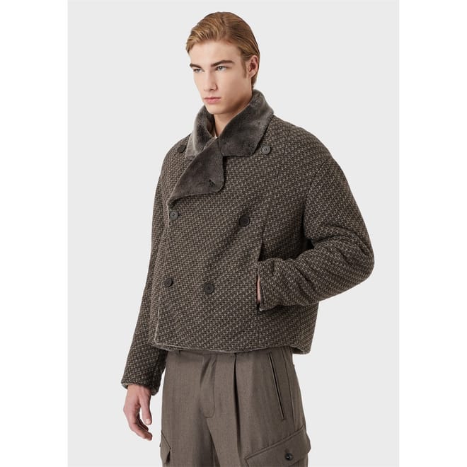 Textured Houndstooth Boxy Fit Jacket