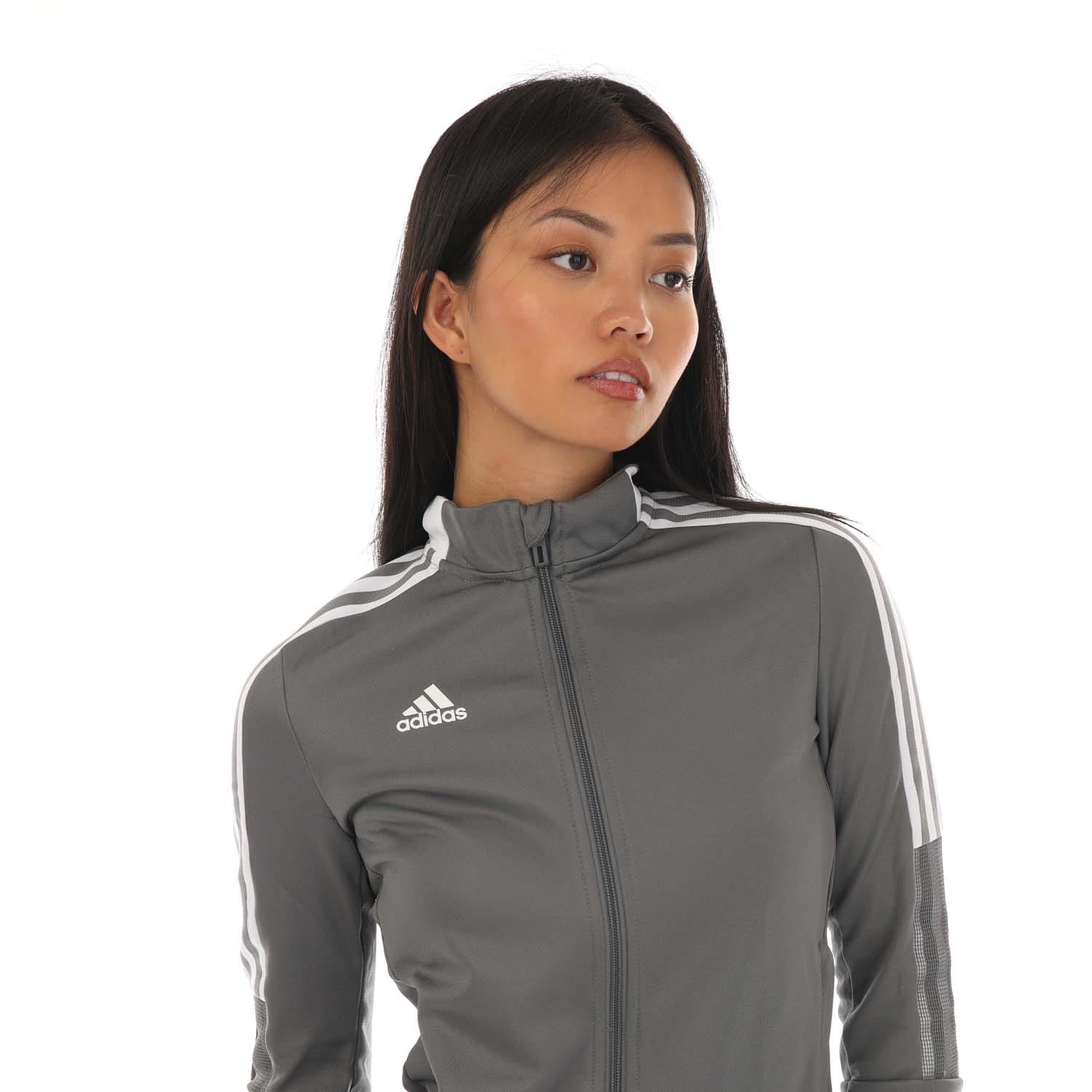 Grey adidas track jacket women's sale