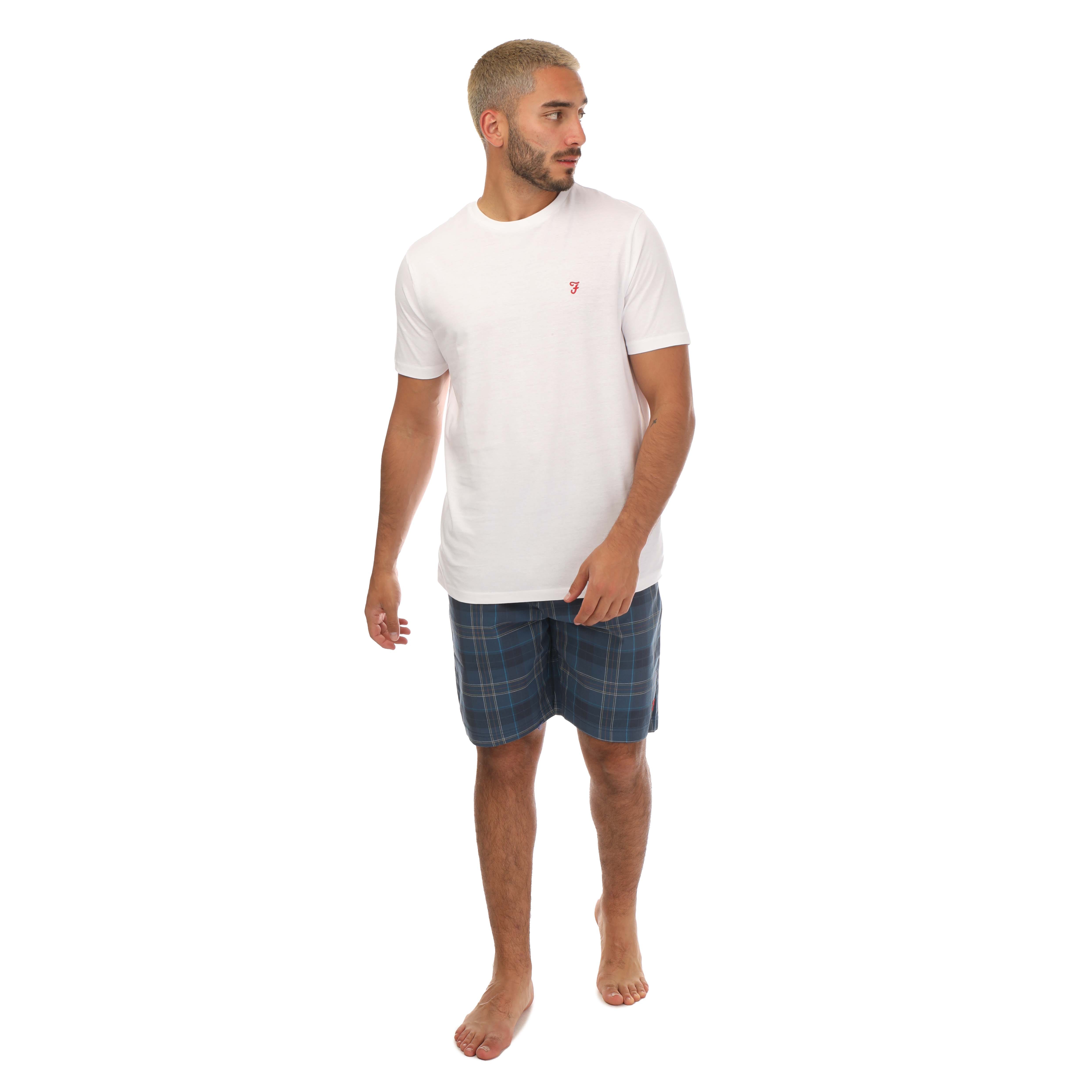 Farah Men's Mens Zacka T-Shirt and Short Set - Multi/White - Size: L