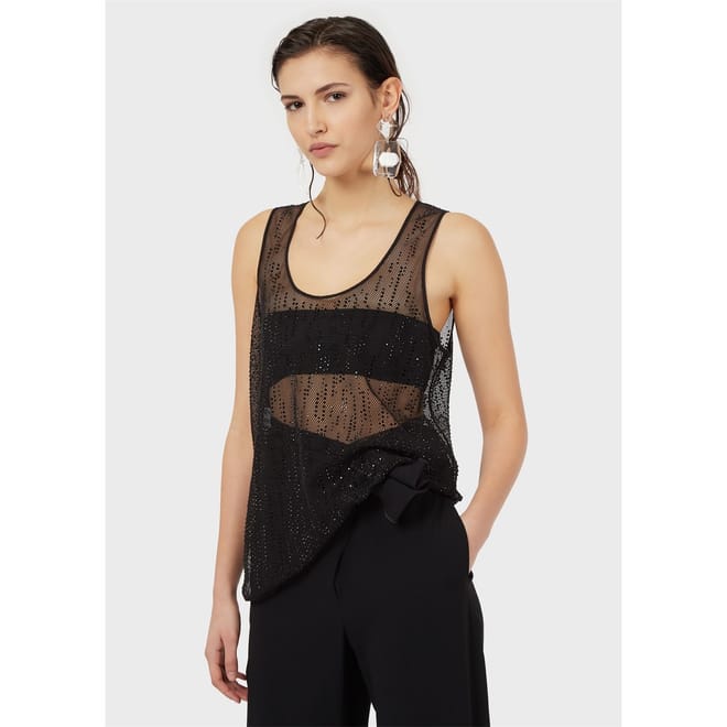 Slinky Diamante Cut Out Tank Top