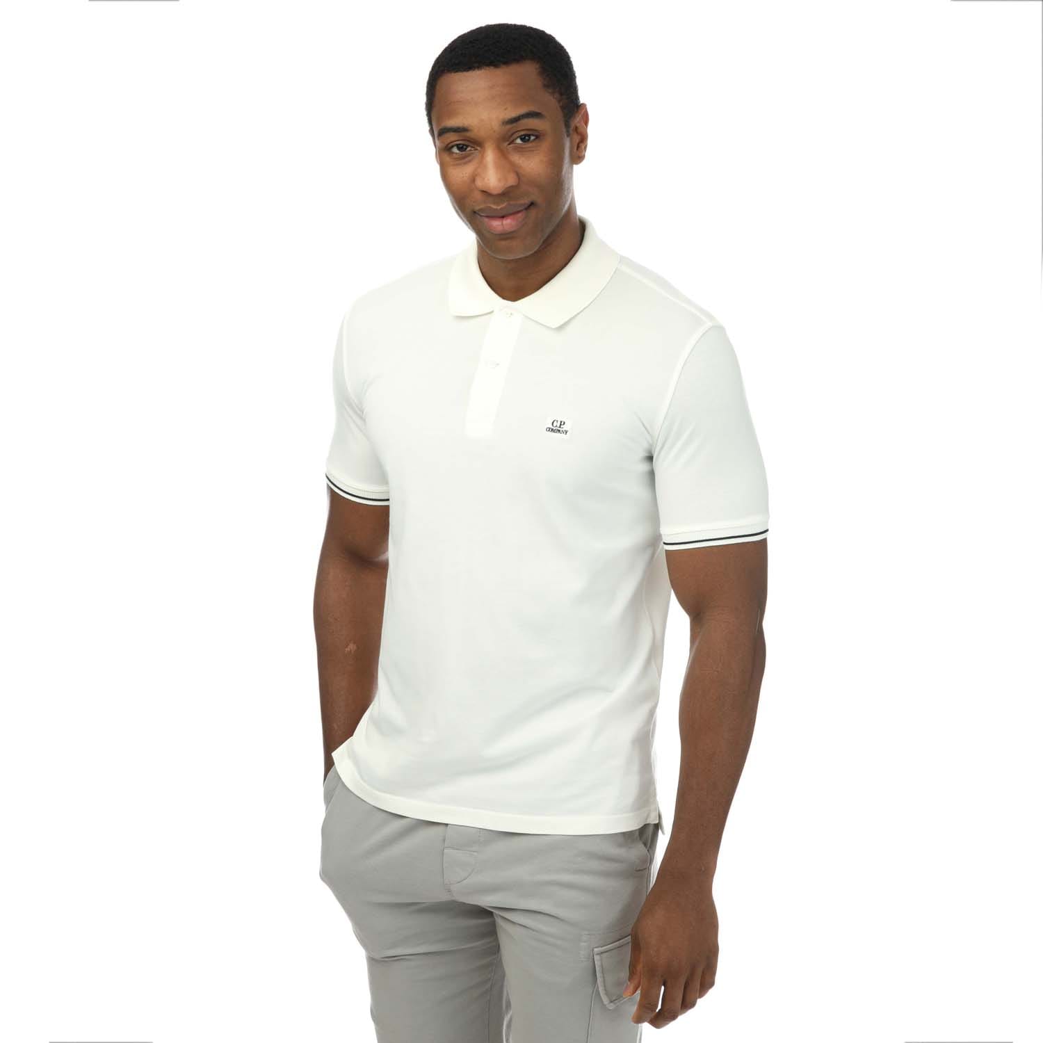 White C.P. Company Mens Tacting Piquet Polo Shirt - Get The