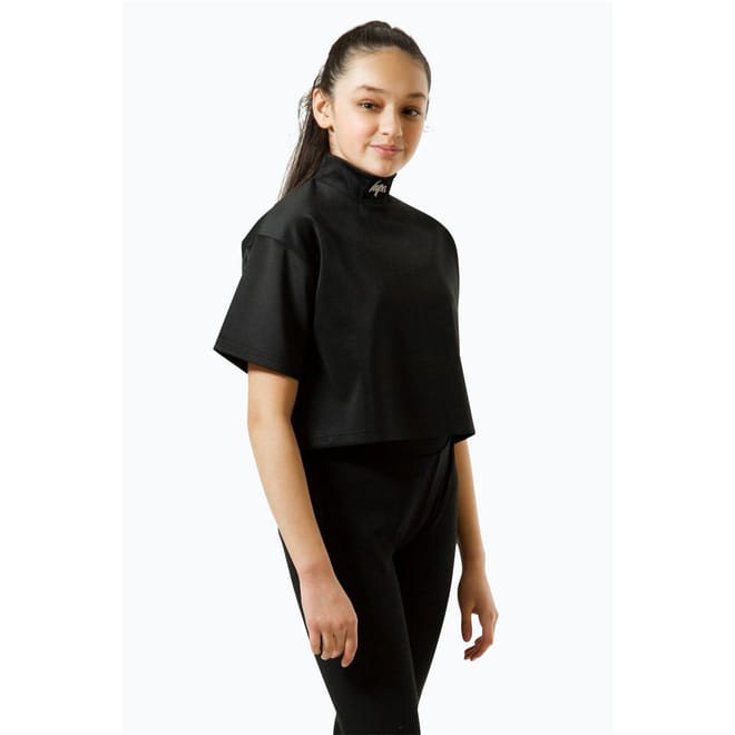 Script Cropped High Neck T-Shirt