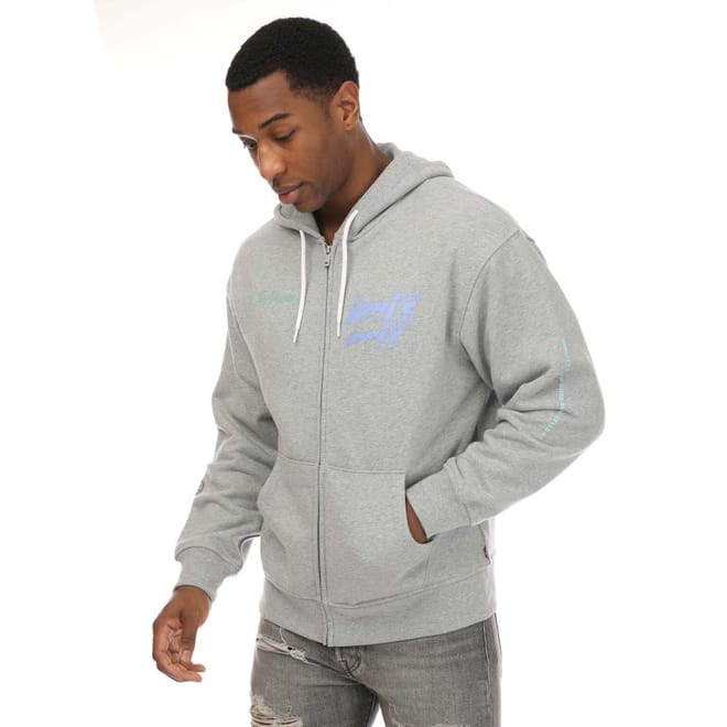 Mens Relaxed Graphic Zip Hoody