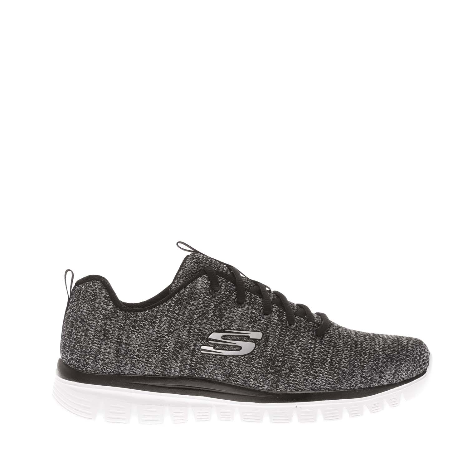 Black White Skechers Womens Graceful Twisted Fortune Trainers Get The Label