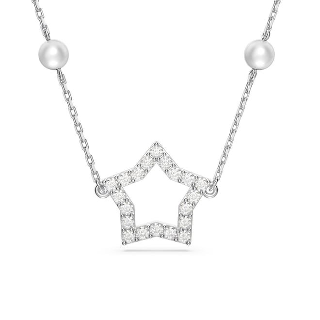 Diamond Pearl Charm Chain Necklace