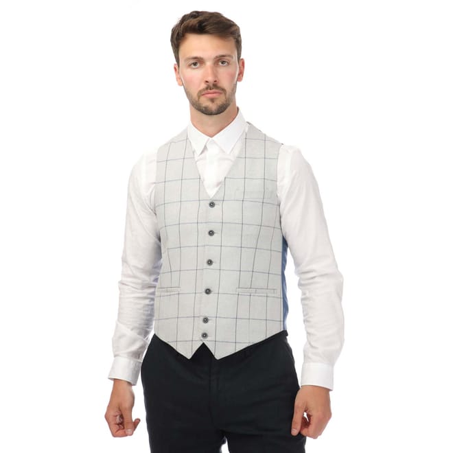 Italian Cotton and Wool Blend Check Waistcoat