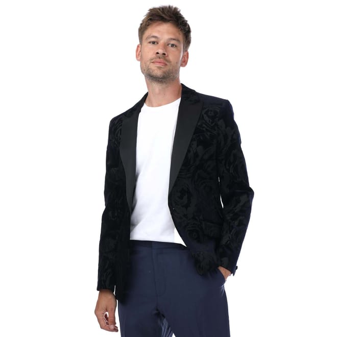 Bathj Velvet Jacquard Rose Blazer