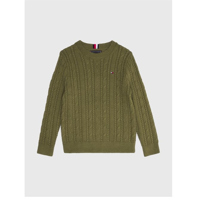 Cable Crew Neck Long Sleeve Sweater