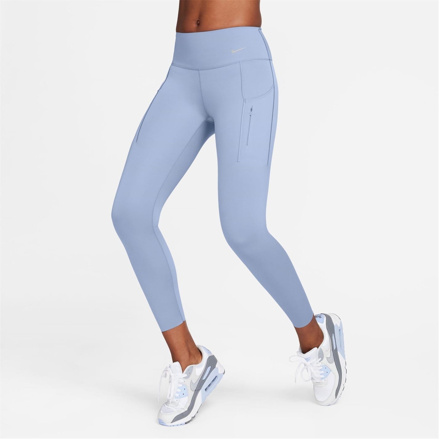 Blue Nike Womens Dri Fit Go Firm Support Mid Rise 7 8 Leggings With Pockets Get The Label