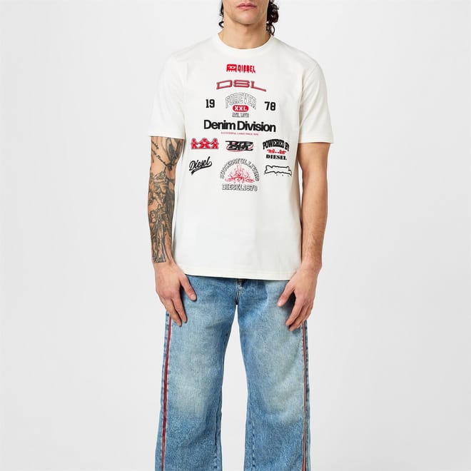 Multi Logo Crew Neck Regular Fit T-Shirt