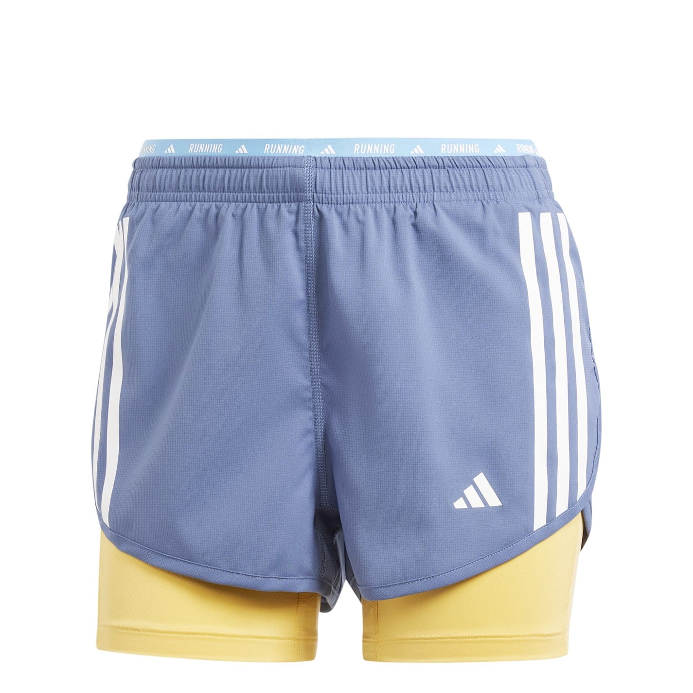 Blue adidas Womens Own The Run 3 Stripes 2 In 1 Shorts Get The Label