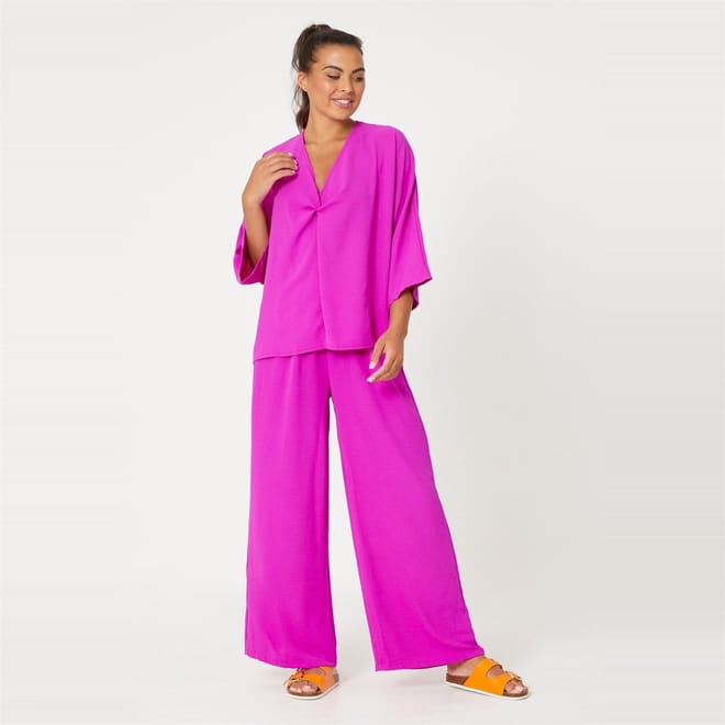 Crinkle Top And Trouser Co Ord Set