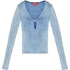 Terry Cropped V Neck Slim Fit Sweater