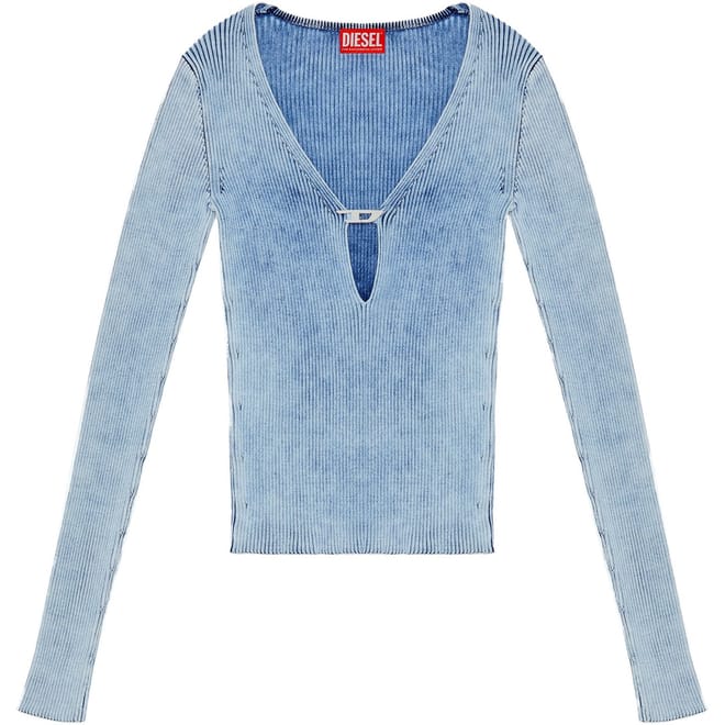 Terry Cropped V Neck Slim Fit Sweater