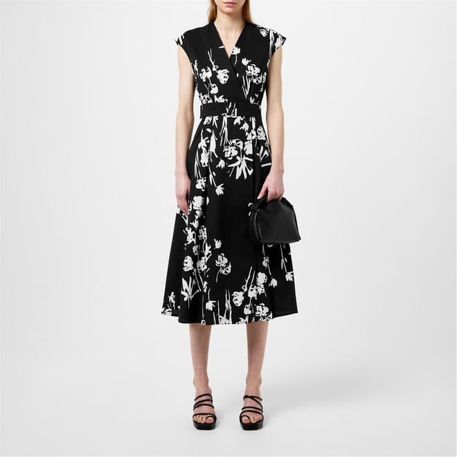 V-Neck Midi Wrap Dress