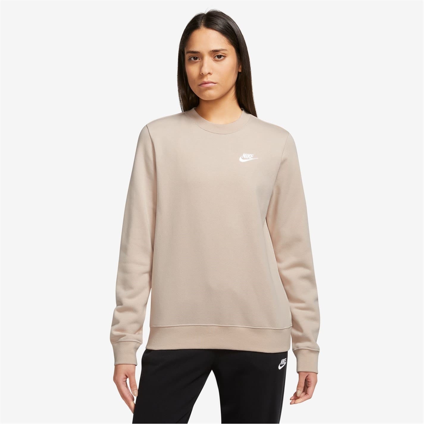 Cream Nike Womens Sportswear Club Fleece Crew Neck Sweatshirt Get The Label