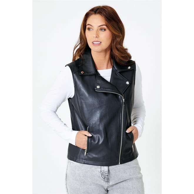 Collared Neck Regular Fit Biker Vest