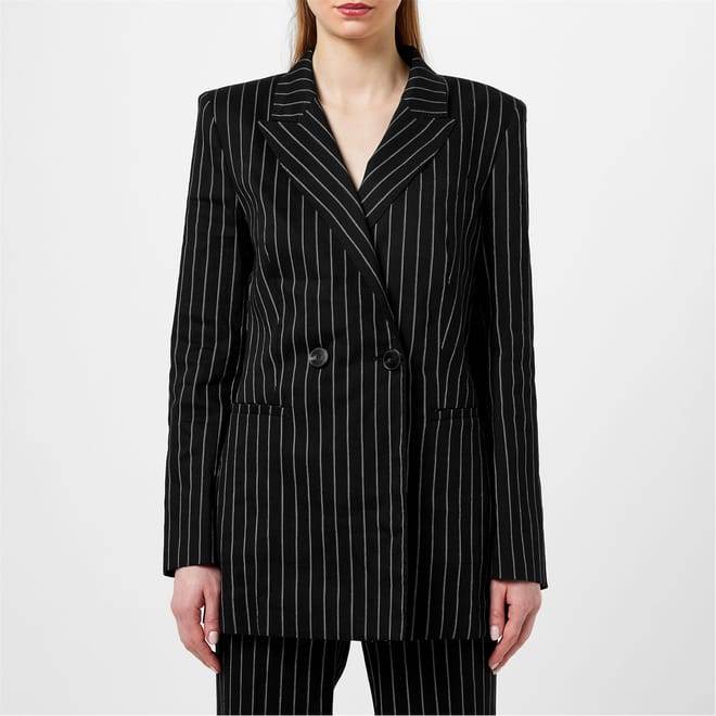 Notched Neck Long Blazer Jacket