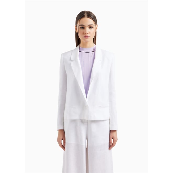 Linen Short Notched Neck Blazer