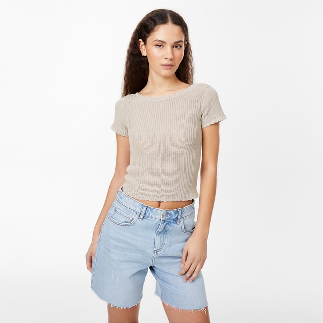 Crochet Open Back T-Shirt