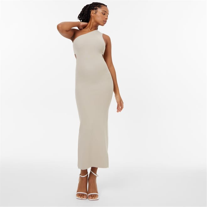 Knitted Asymmetric Cut Out Midi Dress