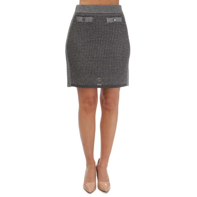 Sanniaa Metallic Knitted Mini Skirt