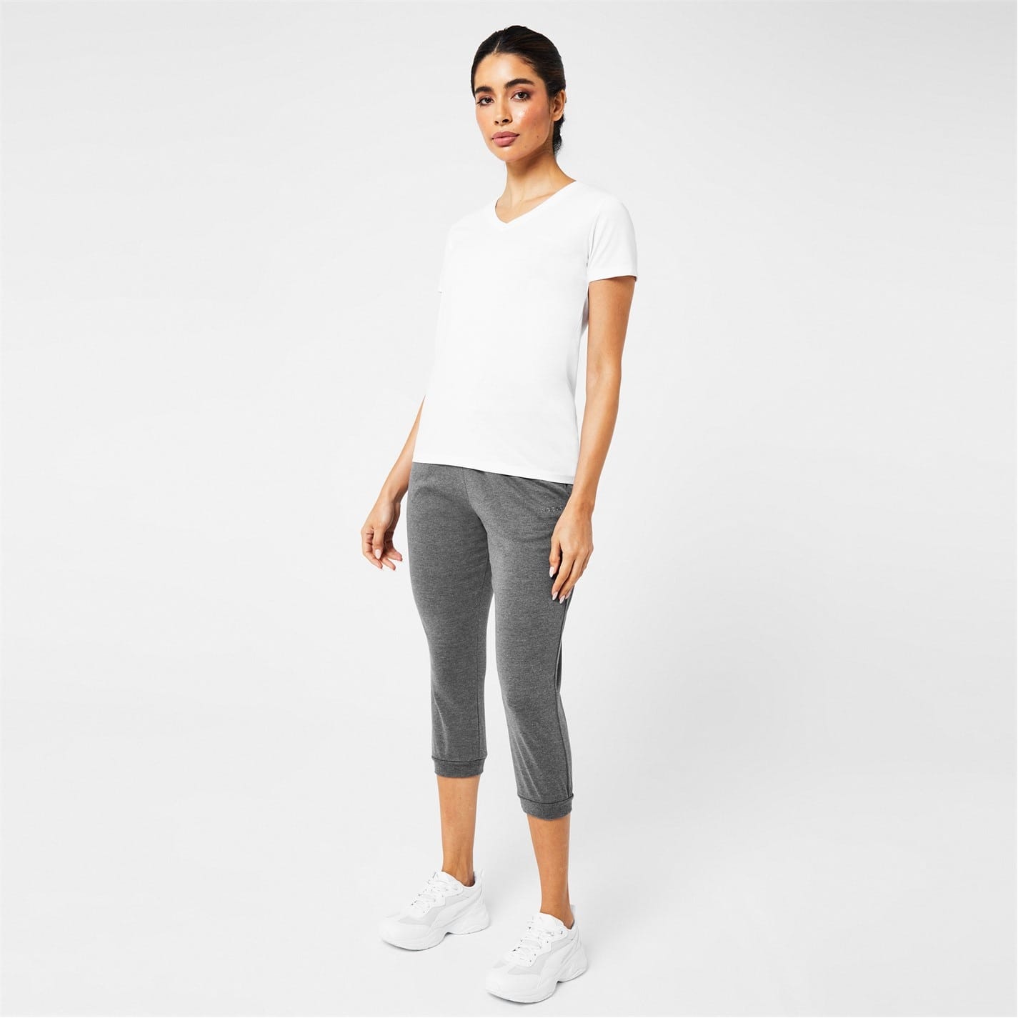 Grey LA Gear Three Quarter Interlock Jogging Pants Ladies Get The Label