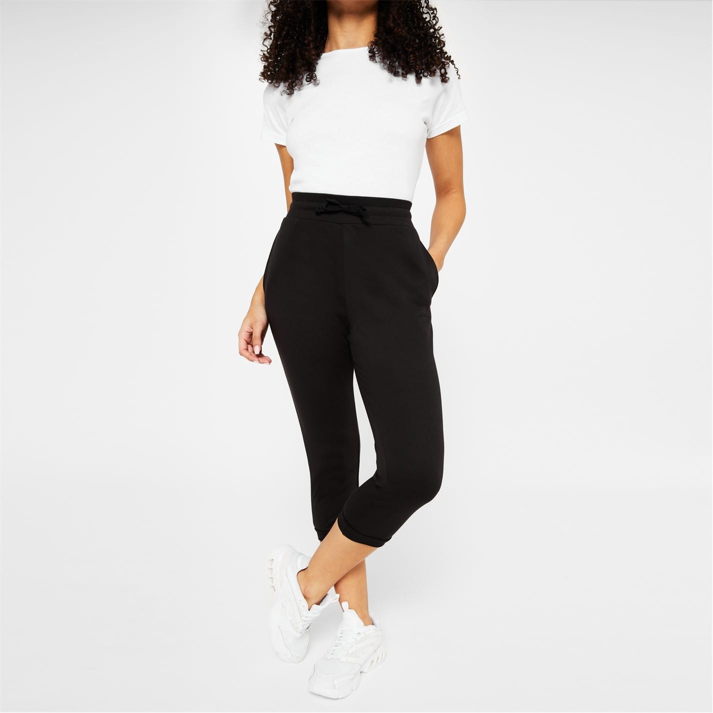 Black LA Gear Three Quarter Interlock Jogging Pants Ladies Get The Label