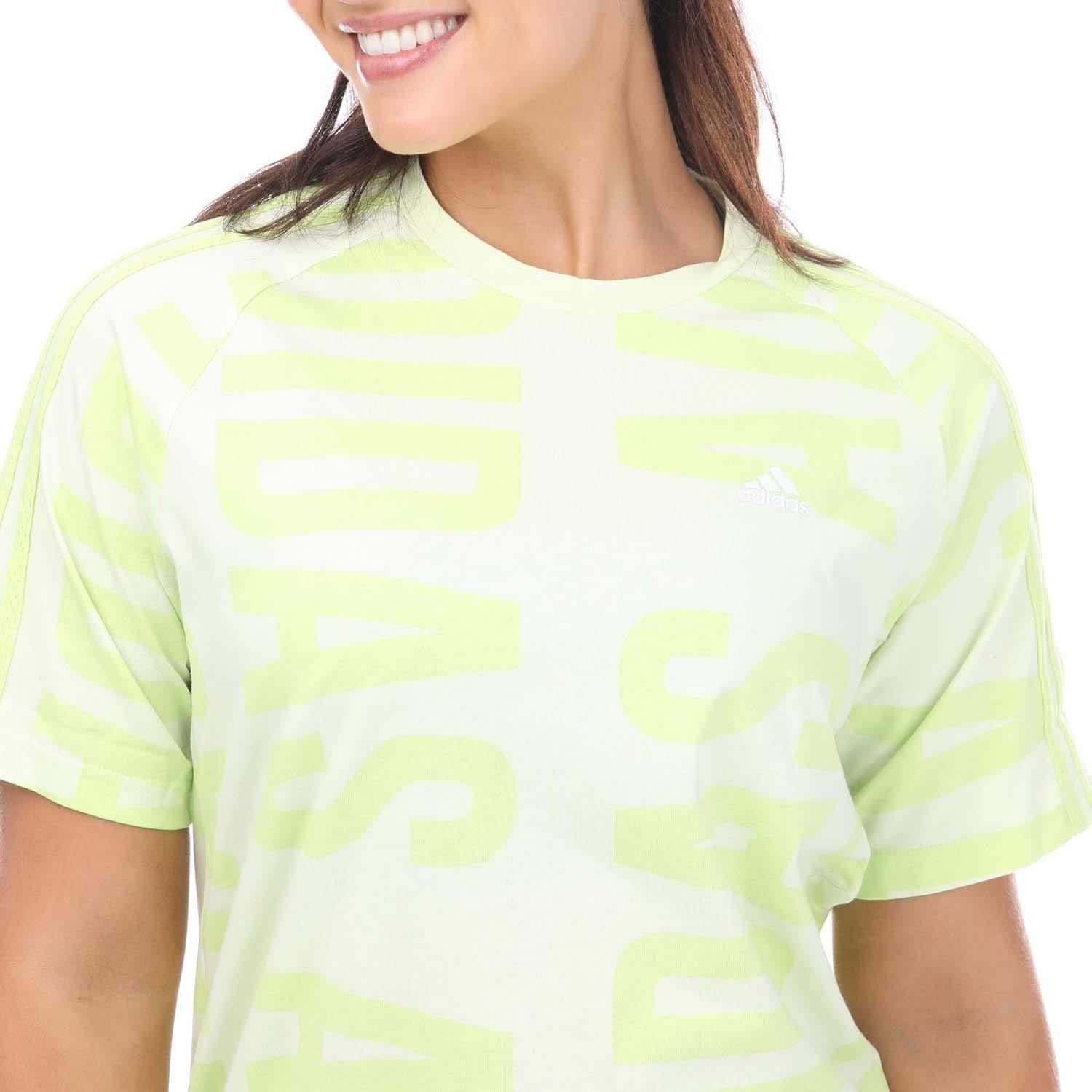 Lime adidas Essentials Allover Print T Shirt Dress Get The Label