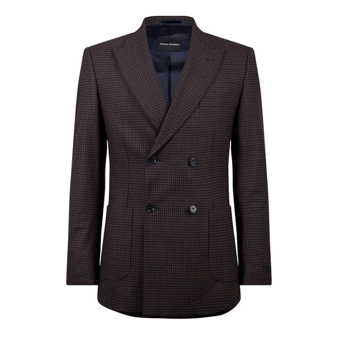 Slim Fit Long Check Suit Jacket