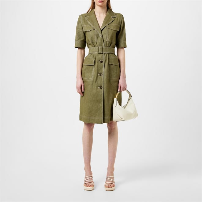 Spicco Collared Neck Knee Length Shirtdress